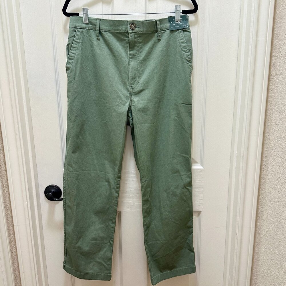 New G.H. Bass & Co Women's Chino Ankle Pant Size 10 Green Business Casual Urban